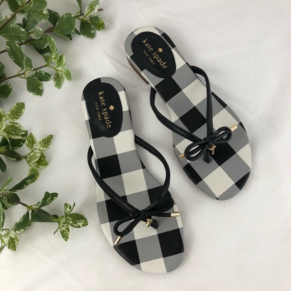 kate spade Shoes - Kate Spade Buffalo Plaid Gold Charm Sandals